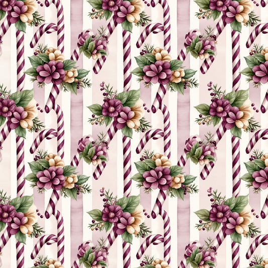 Vintage Plum Christmas Pattern 1 Quilting Cotton Fabric
