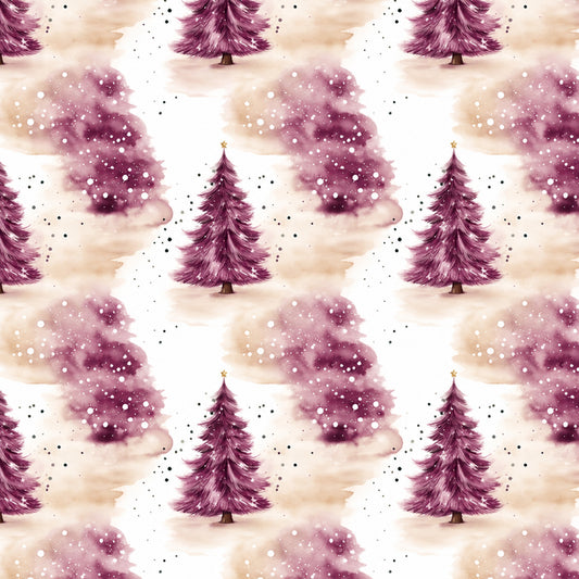 Vintage Plum Christmas Pattern 2 Quilting Cotton Fabric