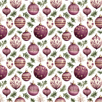 Vintage Plum Christmas Pattern 3 Quilting Cotton Fabric