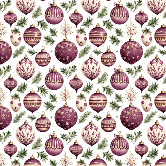Vintage Plum Christmas Pattern 3 Quilting Cotton Fabric