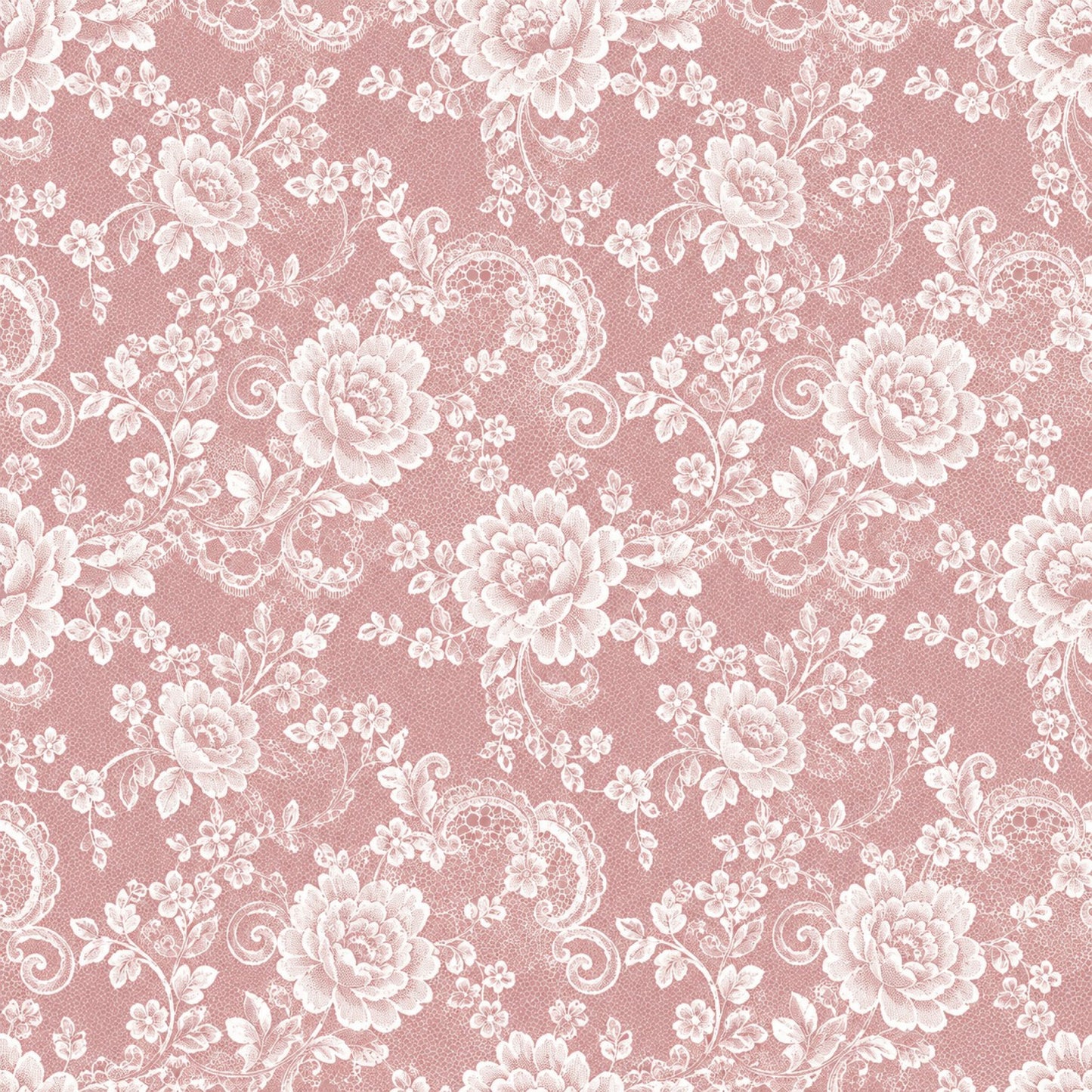 Vintage Rose Lace Pattern 1 Quilting Cotton Fabric