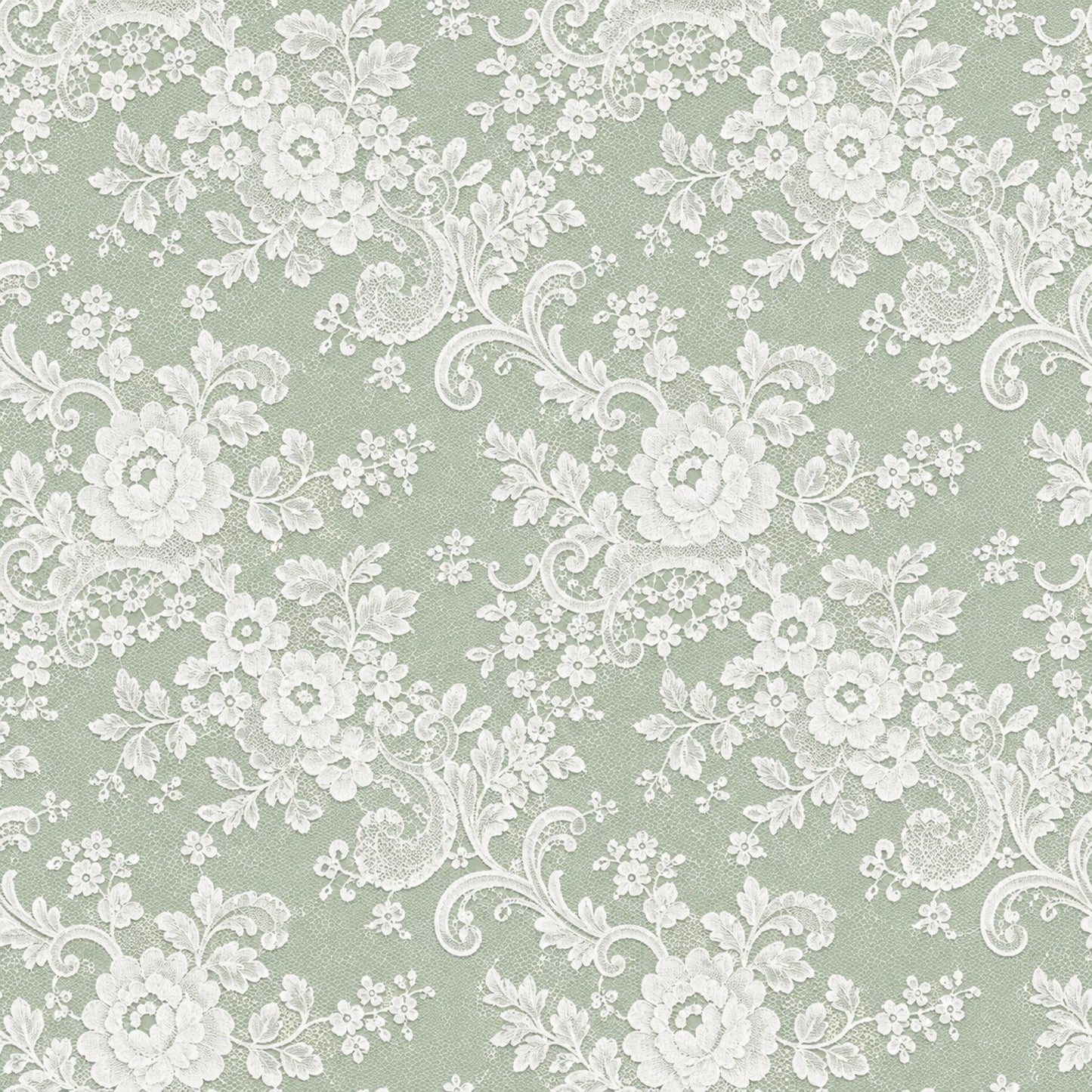 Vintage Rose Lace Pattern 13 Quilting Cotton Fabric