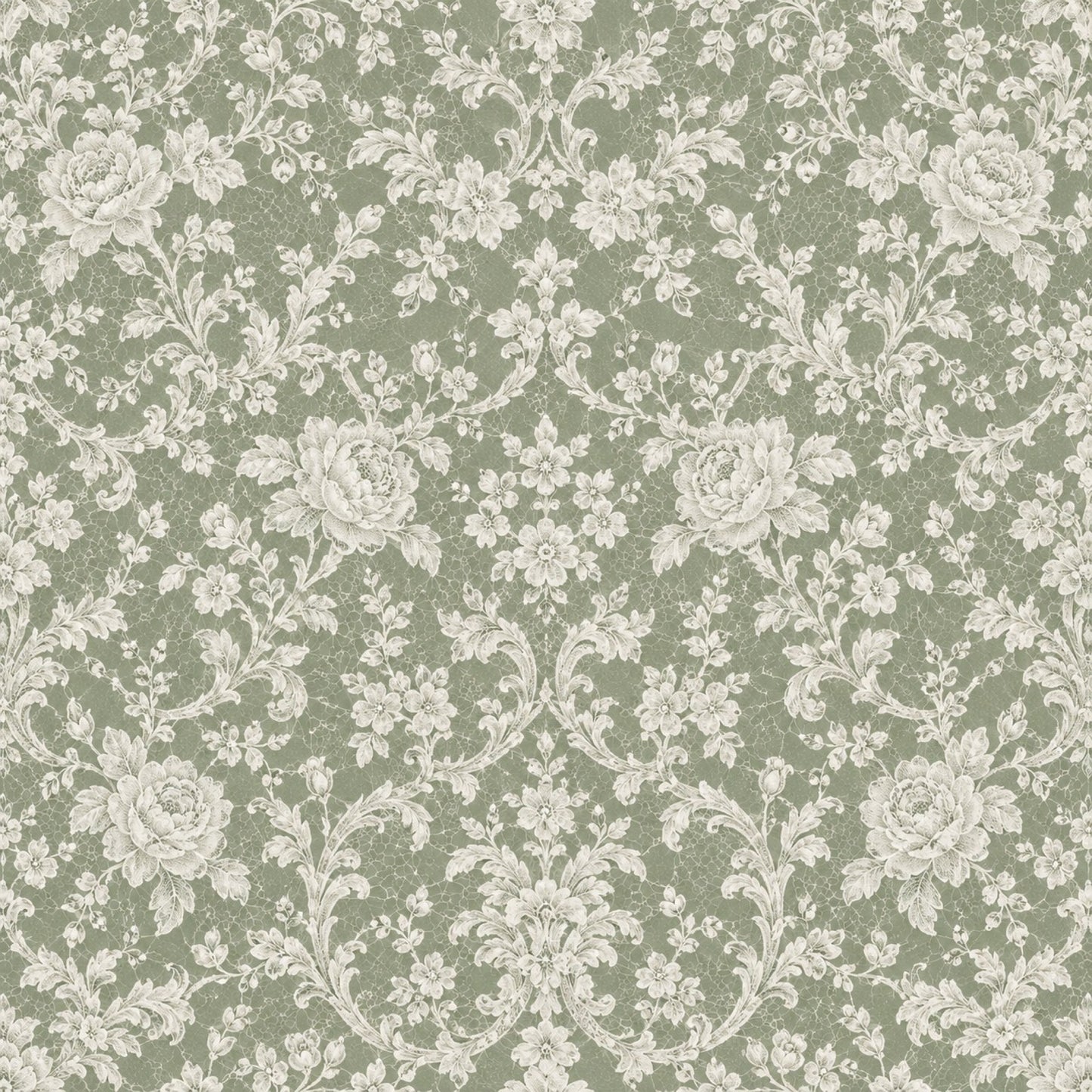 Vintage Rose Lace Pattern 3 Quilting Cotton Fabric