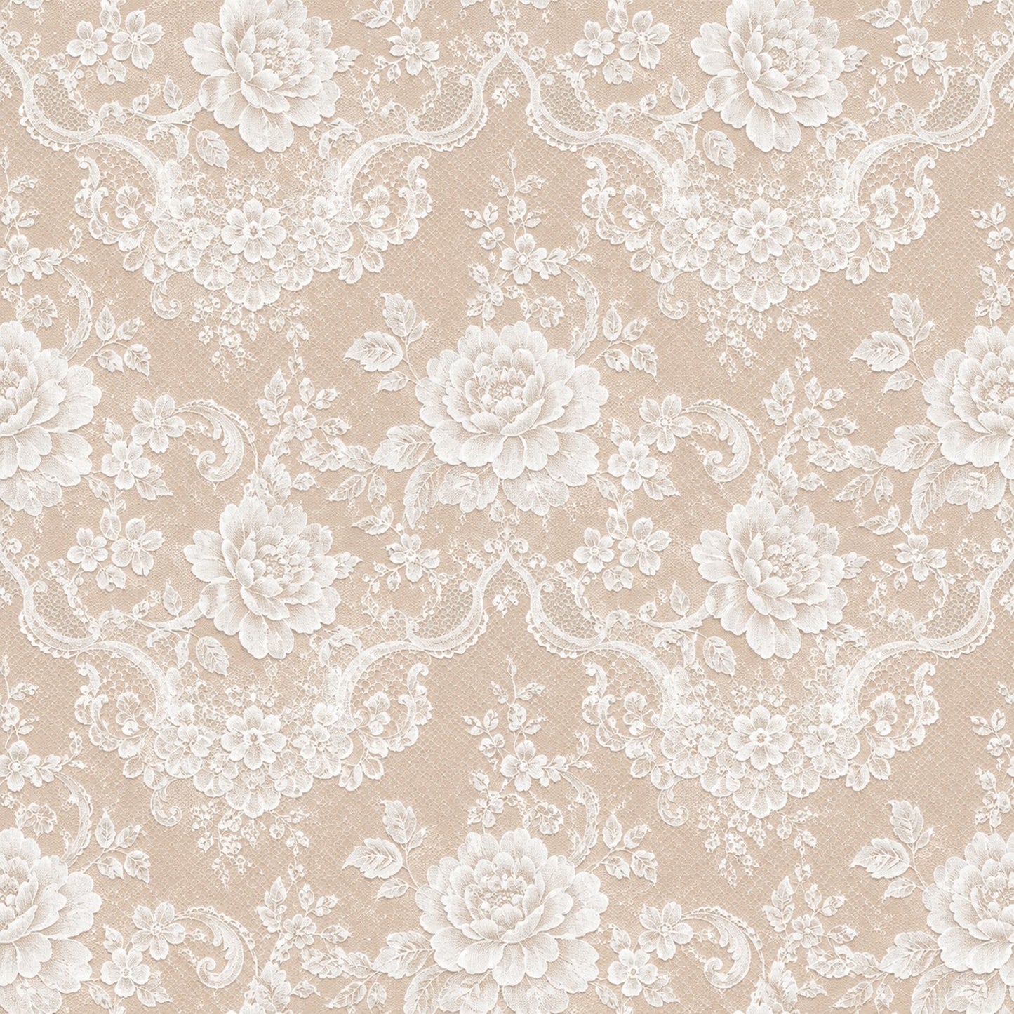 Vintage Rose Lace Pattern 5 Quilting Cotton Fabric