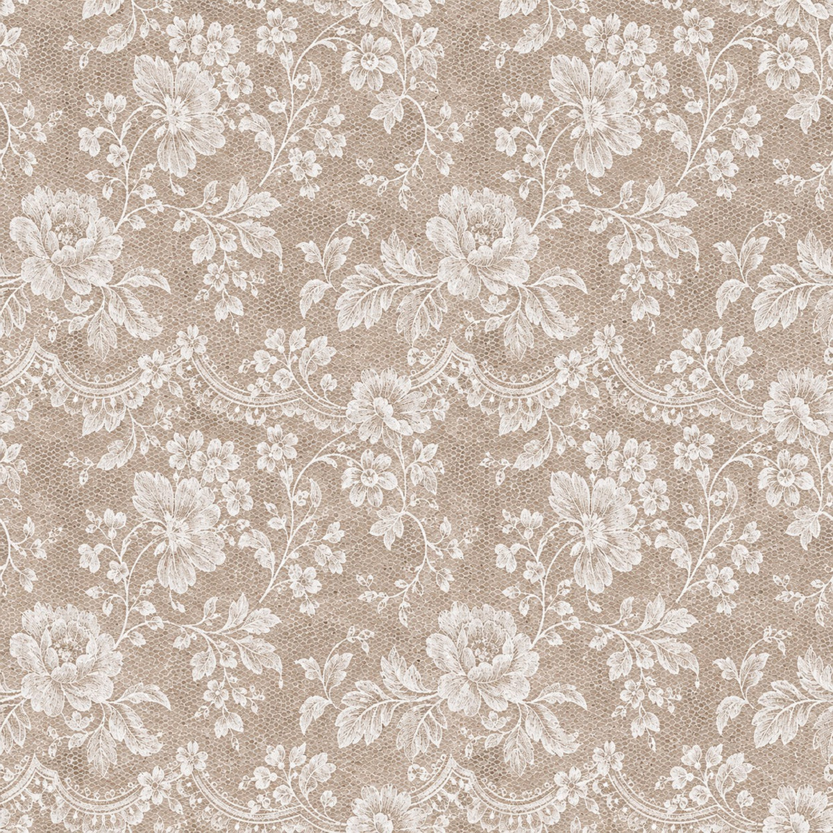 Vintage Rose Lace Pattern 8 Quilting Cotton Fabric
