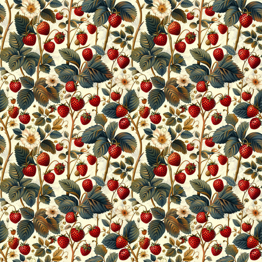 Vintage Strawberries Pattern 1 Quilting Cotton Fabric