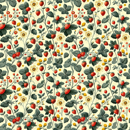 Vintage Strawberries Pattern 10 Quilting Cotton Fabric