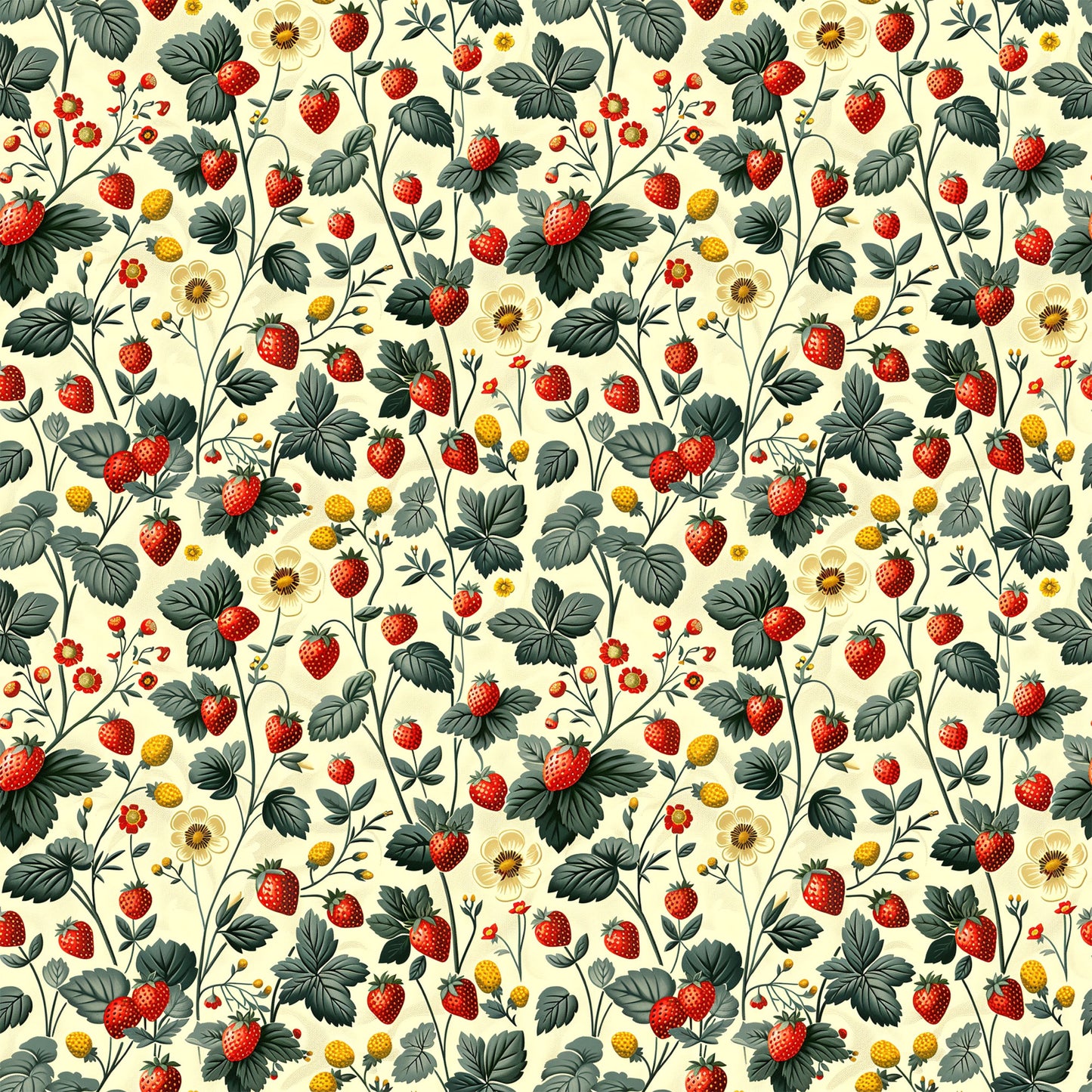 Vintage Strawberries Pattern 10 Quilting Cotton Fabric
