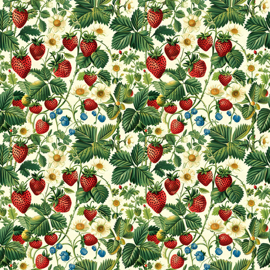 Vintage Strawberries Pattern 11 Quilting Cotton Fabric