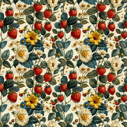 Vintage Strawberries Pattern 12 Quilting Cotton Fabric