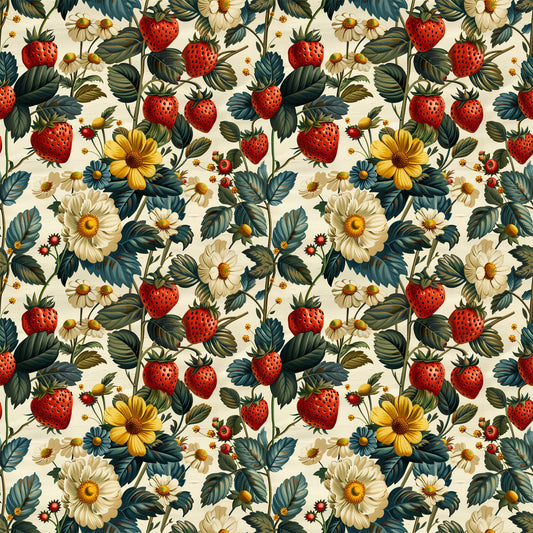 Vintage Strawberries Pattern 12 Quilting Cotton Fabric
