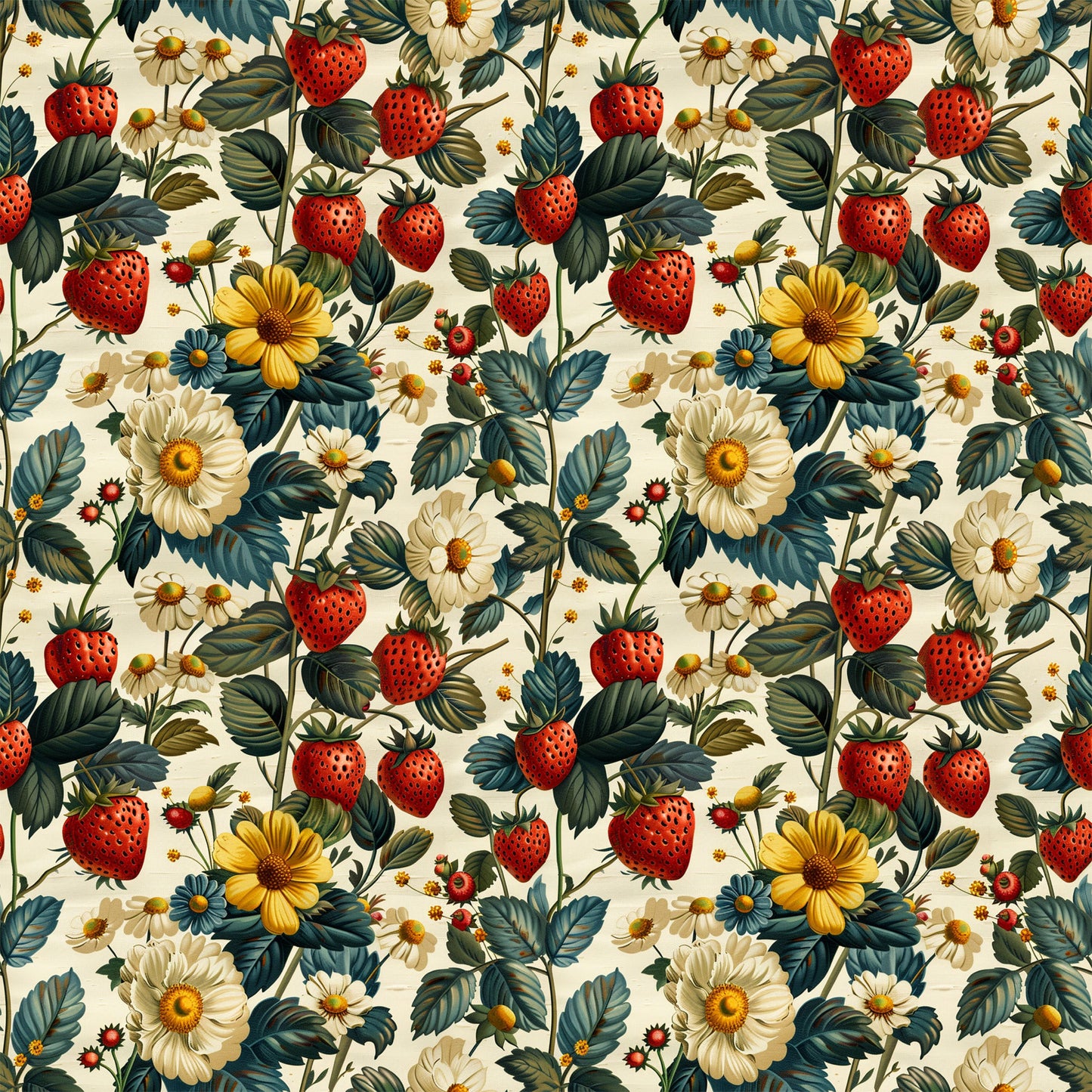 Vintage Strawberries Pattern 12 Quilting Cotton Fabric
