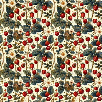 Vintage Strawberries Pattern 1 Quilting Cotton Fabric
