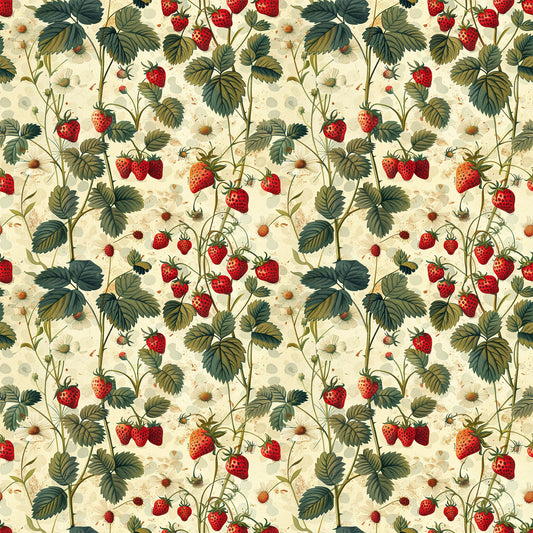 Vintage Strawberries Pattern 2 Quilting Cotton Fabric