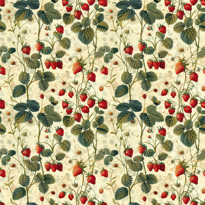 Vintage Strawberries Pattern 2 Quilting Cotton Fabric