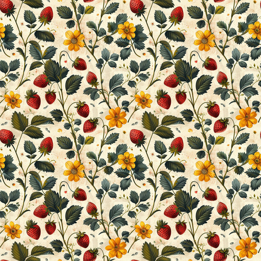 Vintage Strawberries Pattern 3 Quilting Cotton Fabric