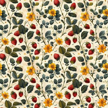 Vintage Strawberries Pattern 3 Quilting Cotton Fabric