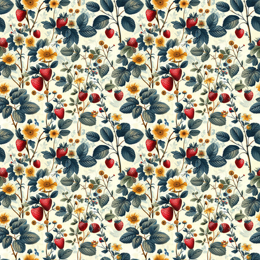 Vintage Strawberries Pattern 4 Quilting Cotton Fabric