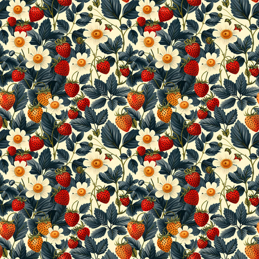 Vintage Strawberries Pattern 6 Quilting Cotton Fabric
