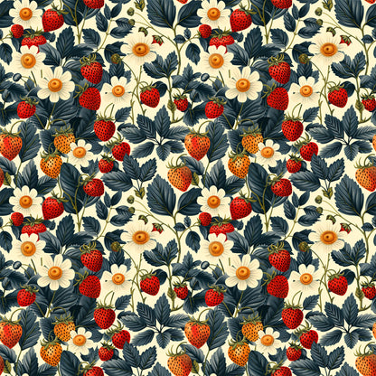 Vintage Strawberries Pattern 6 Quilting Cotton Fabric