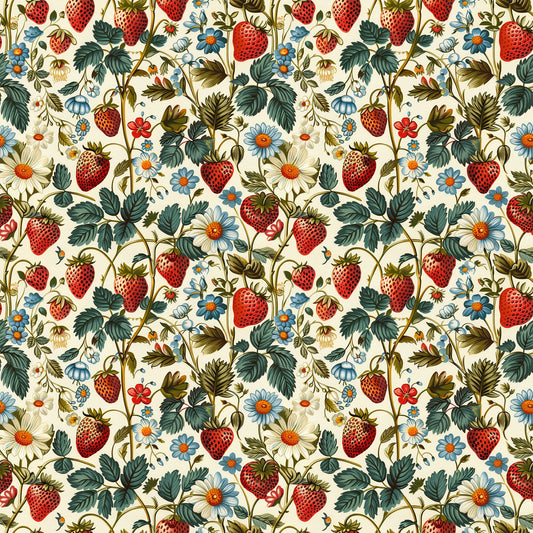 Vintage Strawberries Pattern 7 Quilting Cotton Fabric
