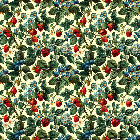 Vintage Strawberries Pattern 8 Quilting Cotton Fabric