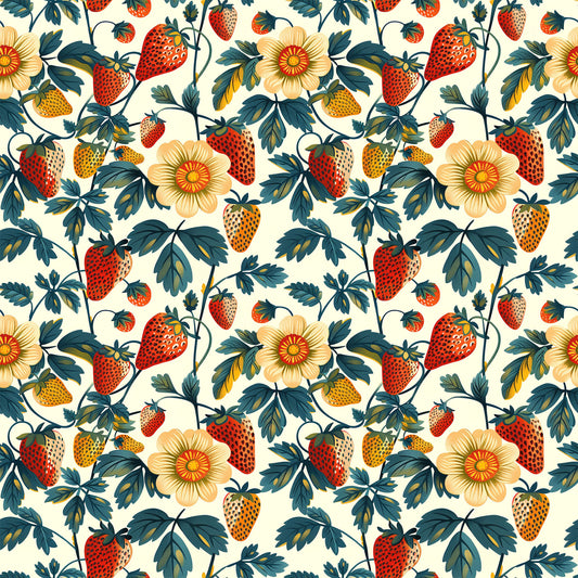 Vintage Strawberries Pattern 9 Quilting Cotton Fabric