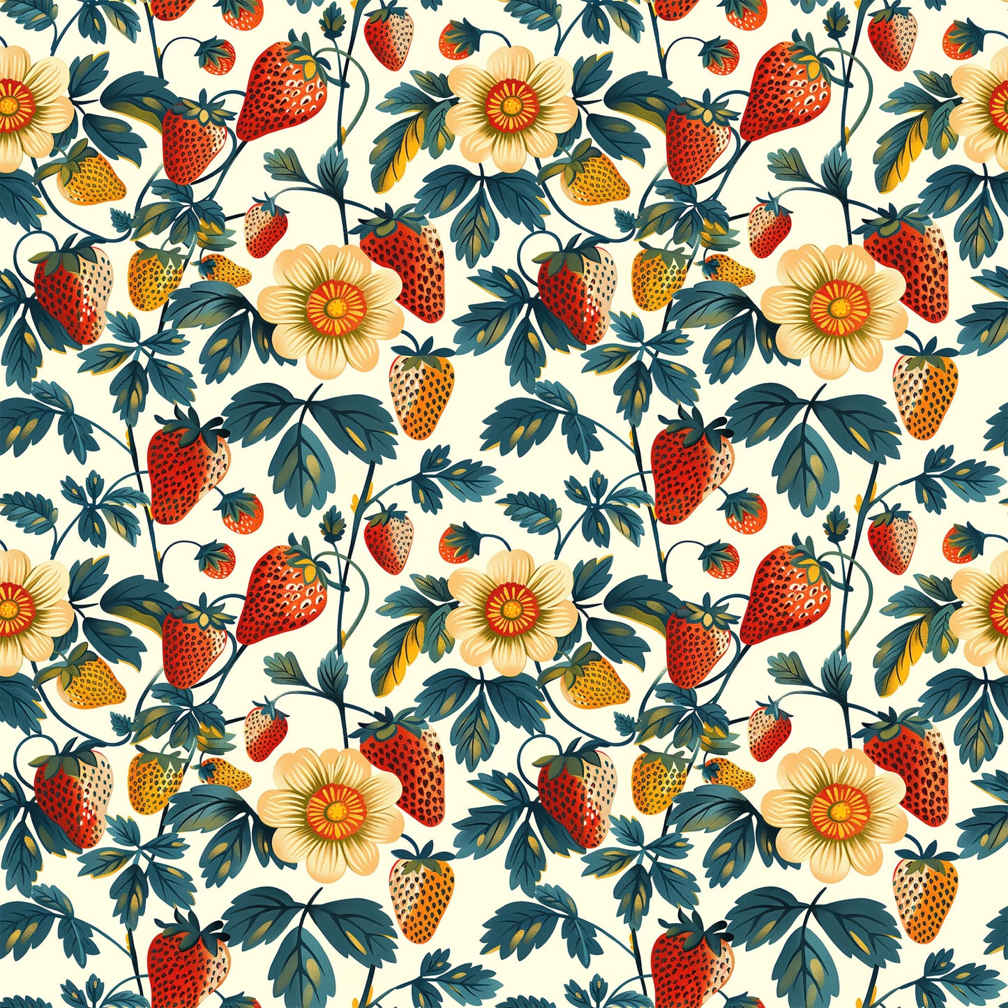 Vintage Strawberries Pattern 9 Quilting Cotton Fabric