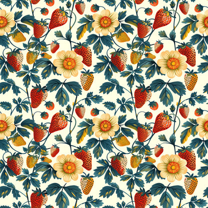 Vintage Strawberries Pattern 9 Quilting Cotton Fabric
