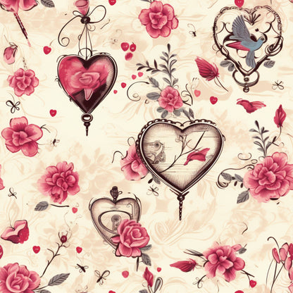 Vintage Valentines Day Pattern 13 Quilting Cotton Fabric