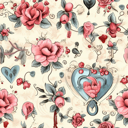 Vintage Valentines Day Pattern 15 Quilting Cotton Fabric