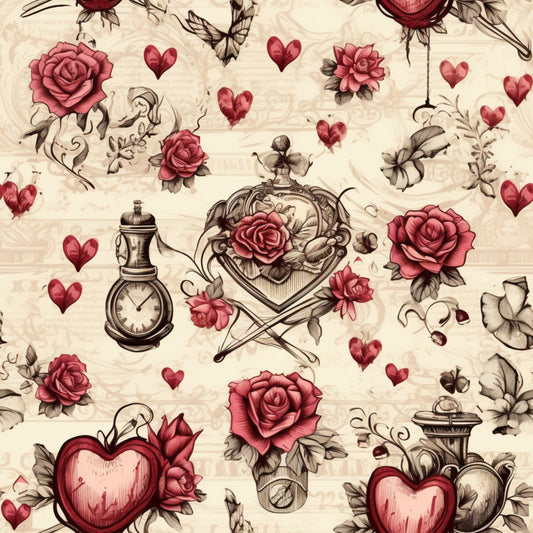 Vintage Valentines Day Pattern 16 Quilting Cotton Fabric