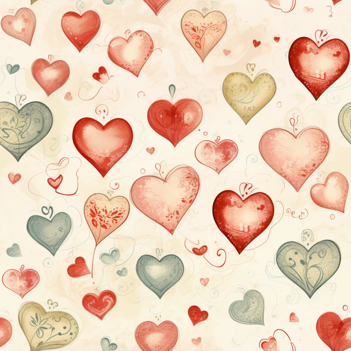 Vintage Valentines Day Pattern 17 Quilting Cotton Fabric