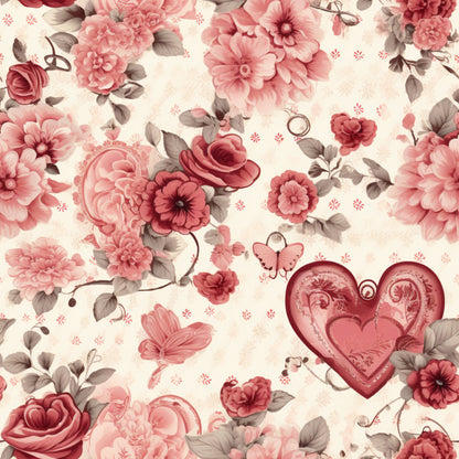 Vintage Valentines Day Pattern 18 Quilting Cotton Fabric