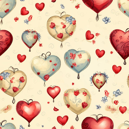 Vintage Valentines Day Pattern 2 Quilting Cotton Fabric