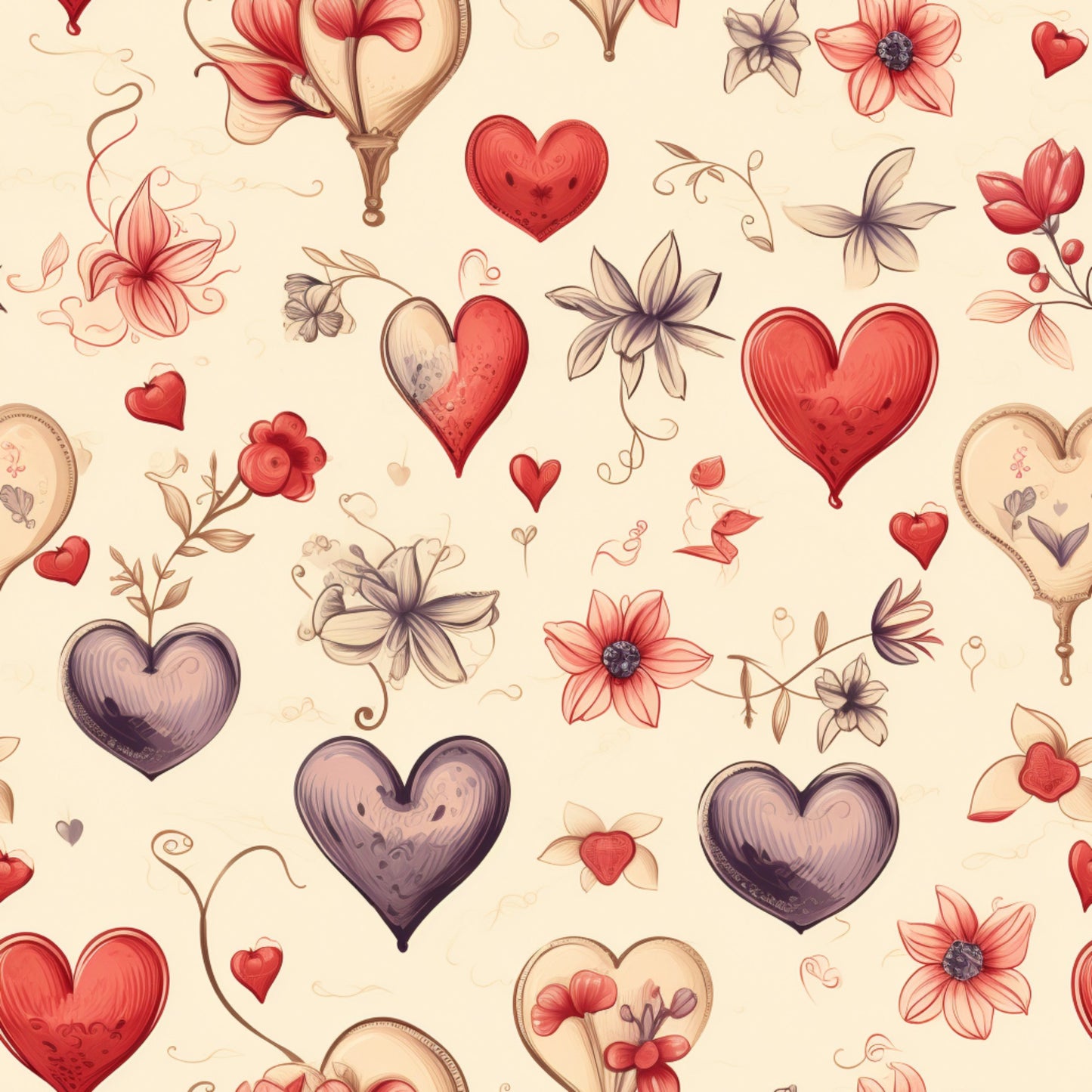 Vintage Valentines Day Pattern 21 Quilting Cotton Fabric