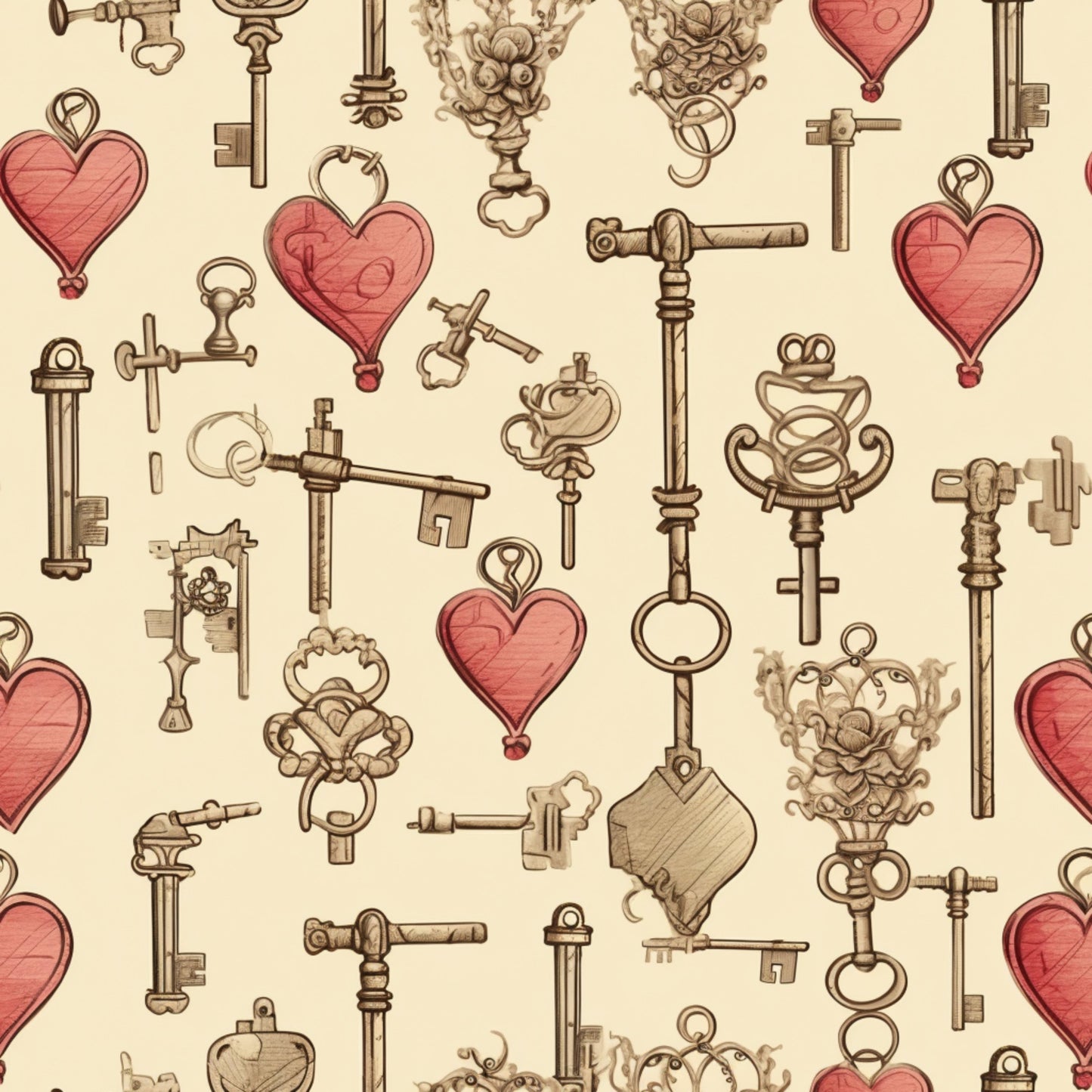 Vintage Valentines Day Pattern 22 Quilting Cotton Fabric