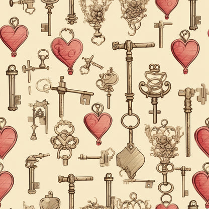 Vintage Valentines Day Pattern 22 Quilting Cotton Fabric