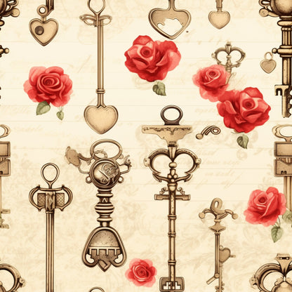 Vintage Valentines Day Pattern 24 Quilting Cotton Fabric