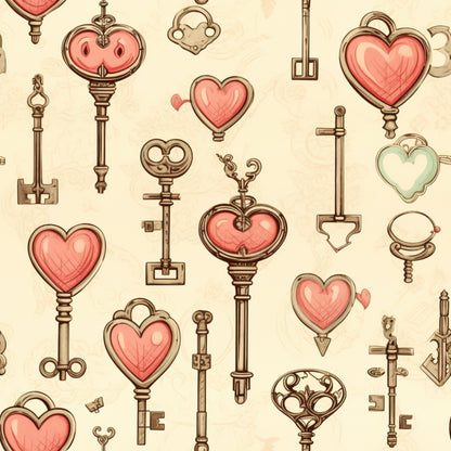 Vintage Valentines Day Pattern 25 Quilting Cotton Fabric