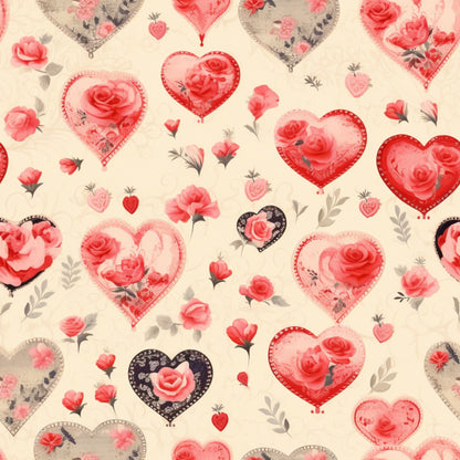 Vintage Valentines Day Pattern 4 Quilting Cotton Fabric