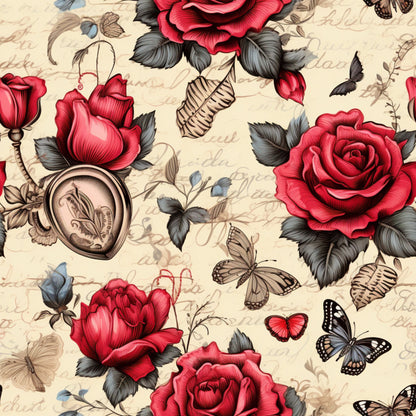 Vintage Valentines Day Pattern 5 Quilting Cotton Fabric