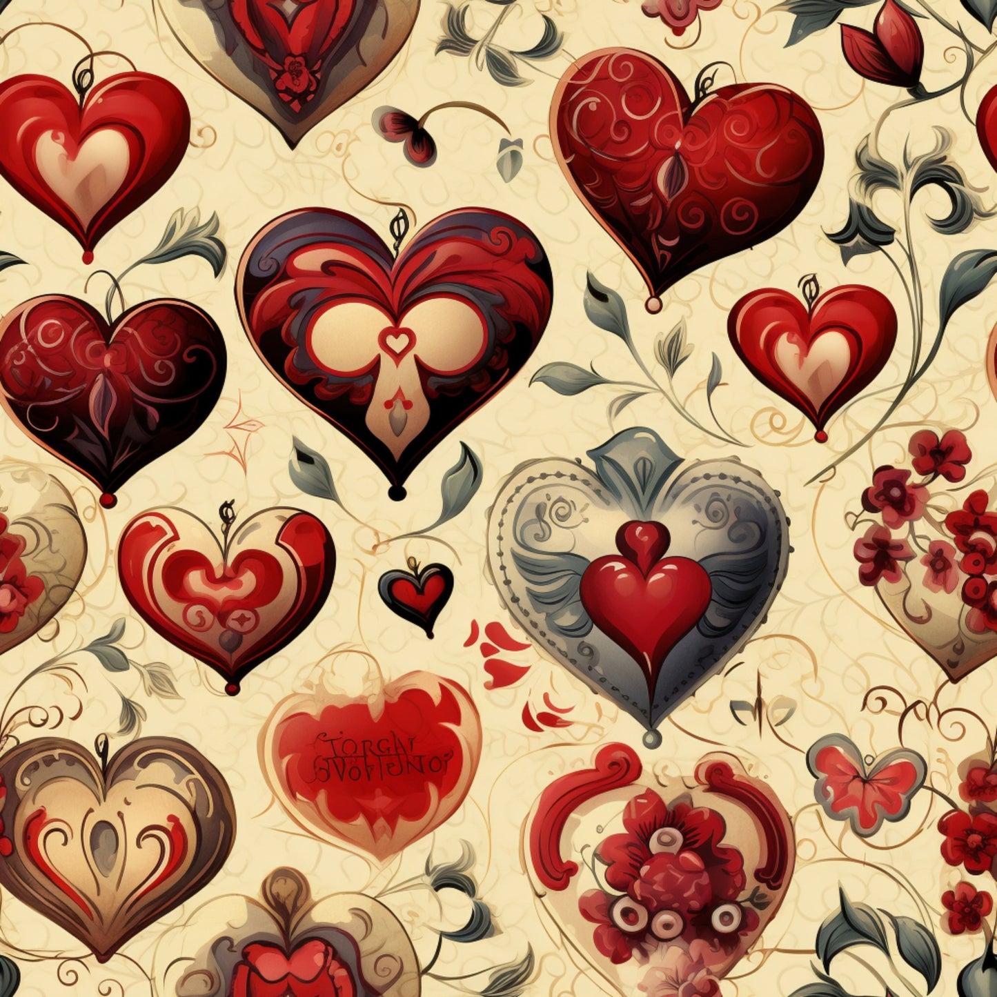 Vintage Valentines Day Pattern 6 Quilting Cotton Fabric
