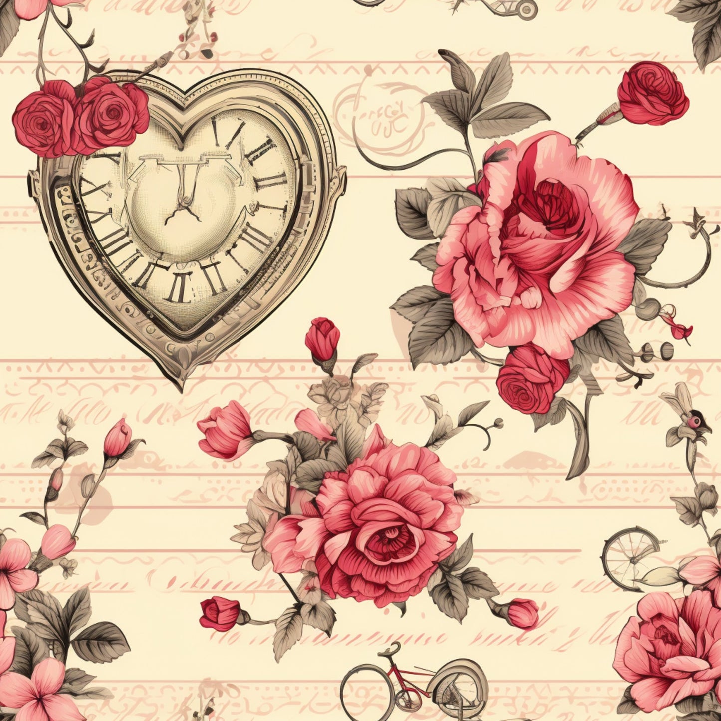 Vintage Valentines Day Pattern 8 Quilting Cotton Fabric