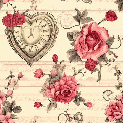 Vintage Valentines Day Pattern 8 Quilting Cotton Fabric