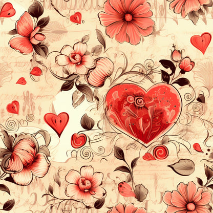 Vintage Valentines Day Pattern 9 Quilting Cotton Fabric