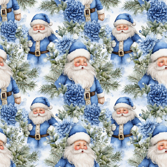 Vintage Winter Blue Christmas Pattern 2 Quilting Cotton Fabric
