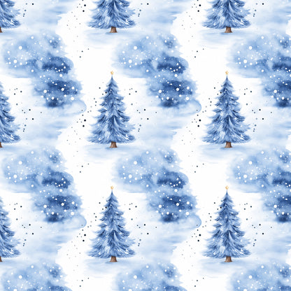 Vintage Winter Blue Christmas Pattern 3 Quilting Cotton Fabric