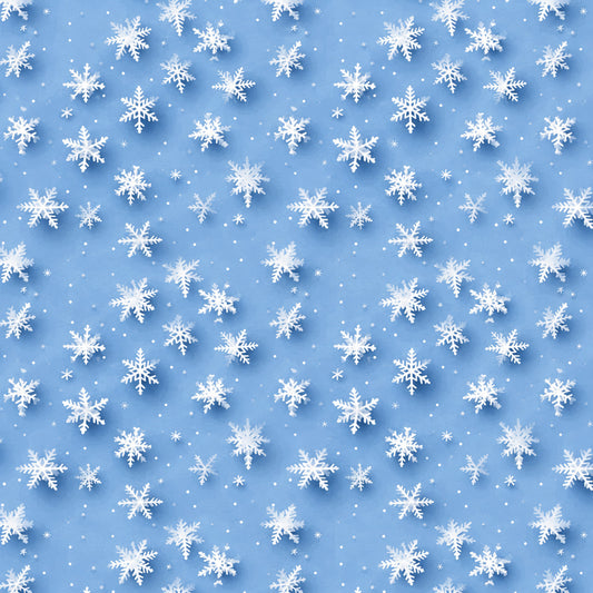 Vintage Winter Blue Christmas Pattern 5 Quilting Cotton Fabric