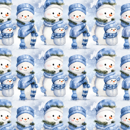 Vintage Winter Blue Christmas Pattern 6 Quilting Cotton Fabric